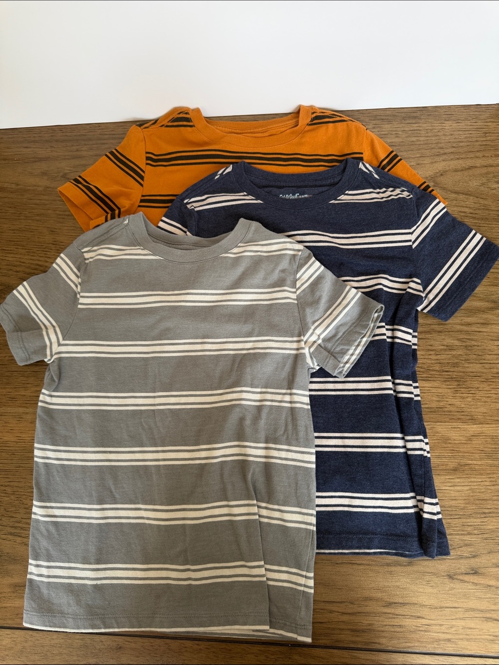 Cat & Jack Striped Short-Sleeve Tee Set - Gray, Navy & Mustard